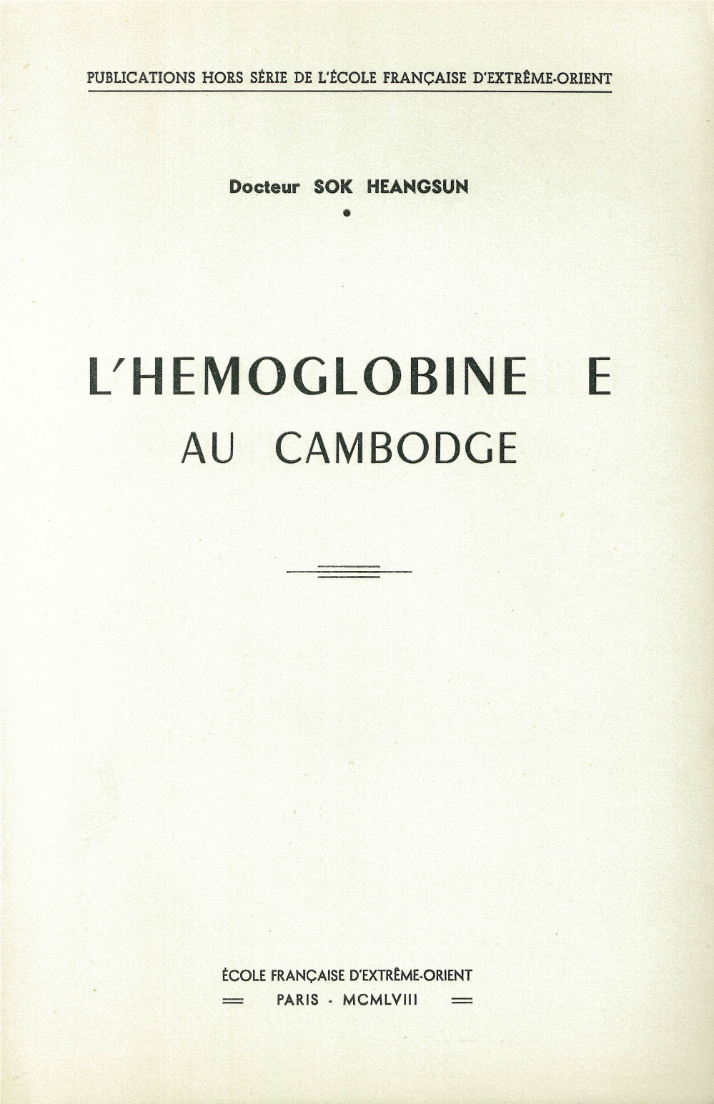 L'hémoglobine E au Cambodge