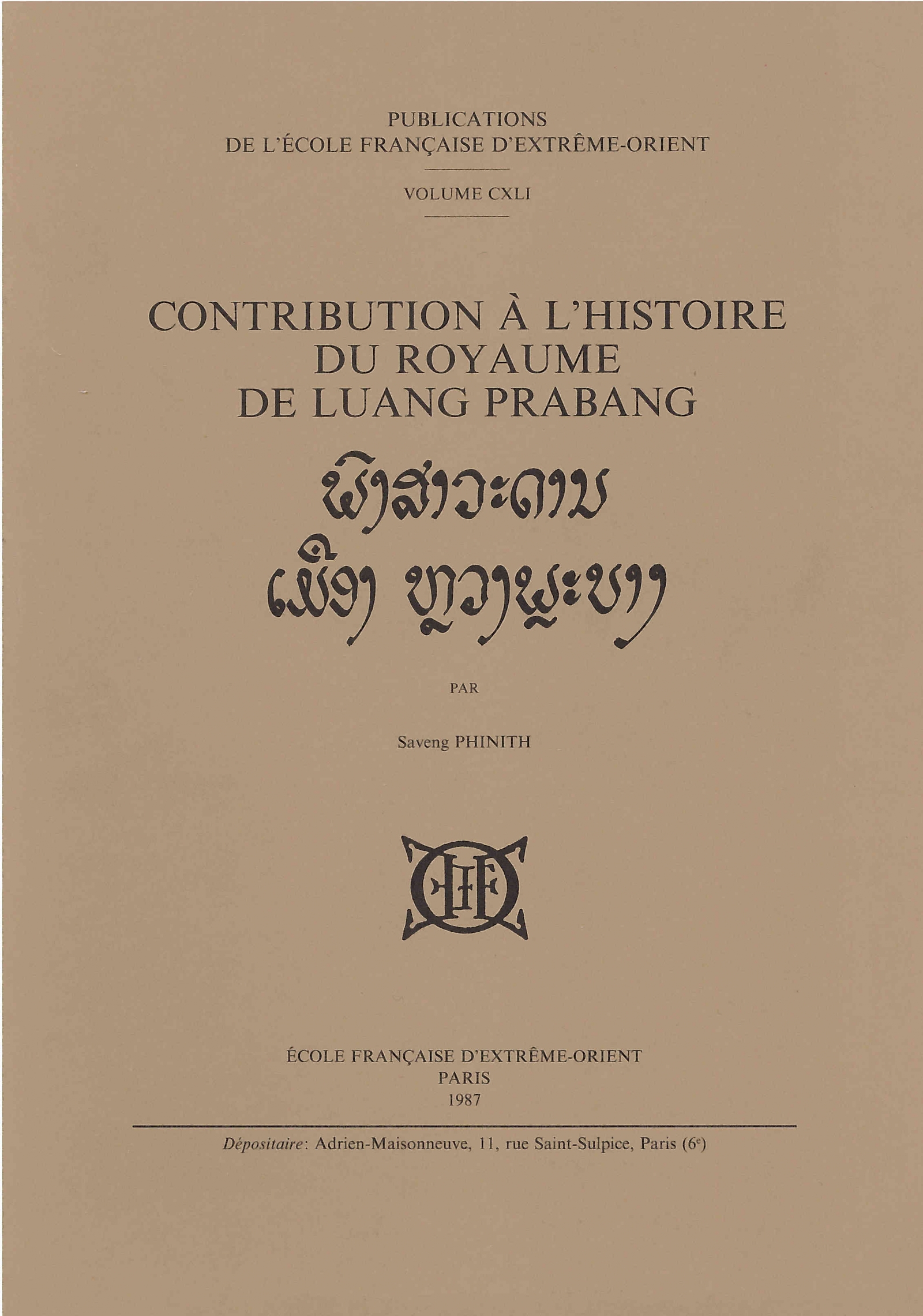 Contribution à l'histoire du royaume de Luang Prabang