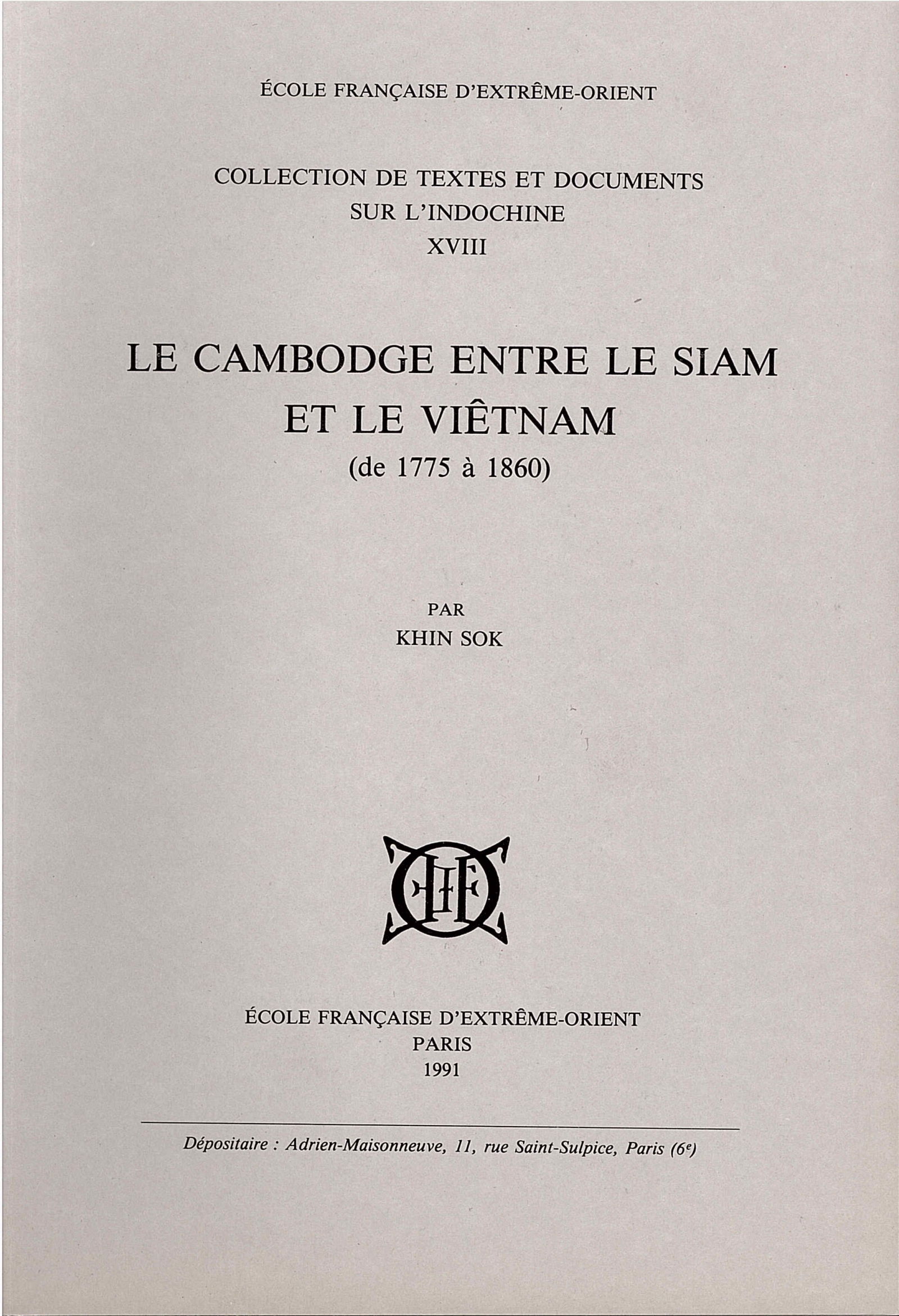 Le Cambodge entre le Siam et le Viêtnam (de 1775 à 1860)