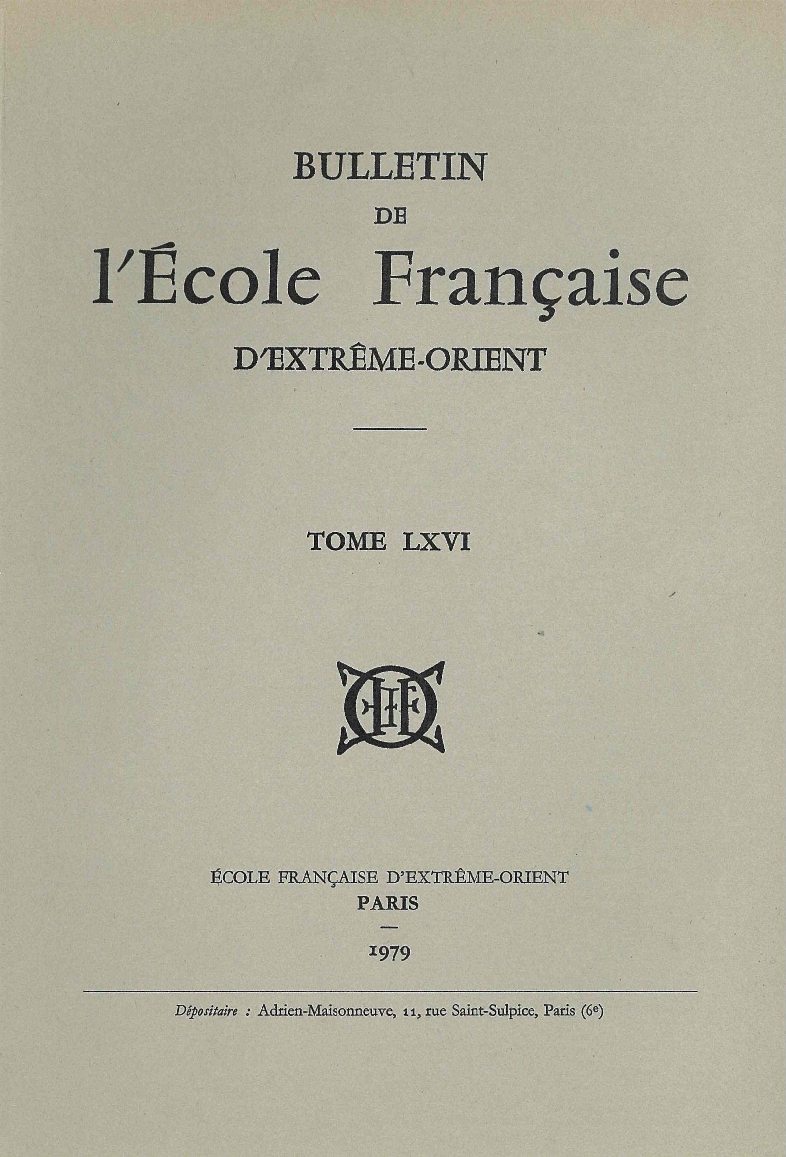 Bulletin de l'Ecole française d'Extrême-Orient 66 (1979)