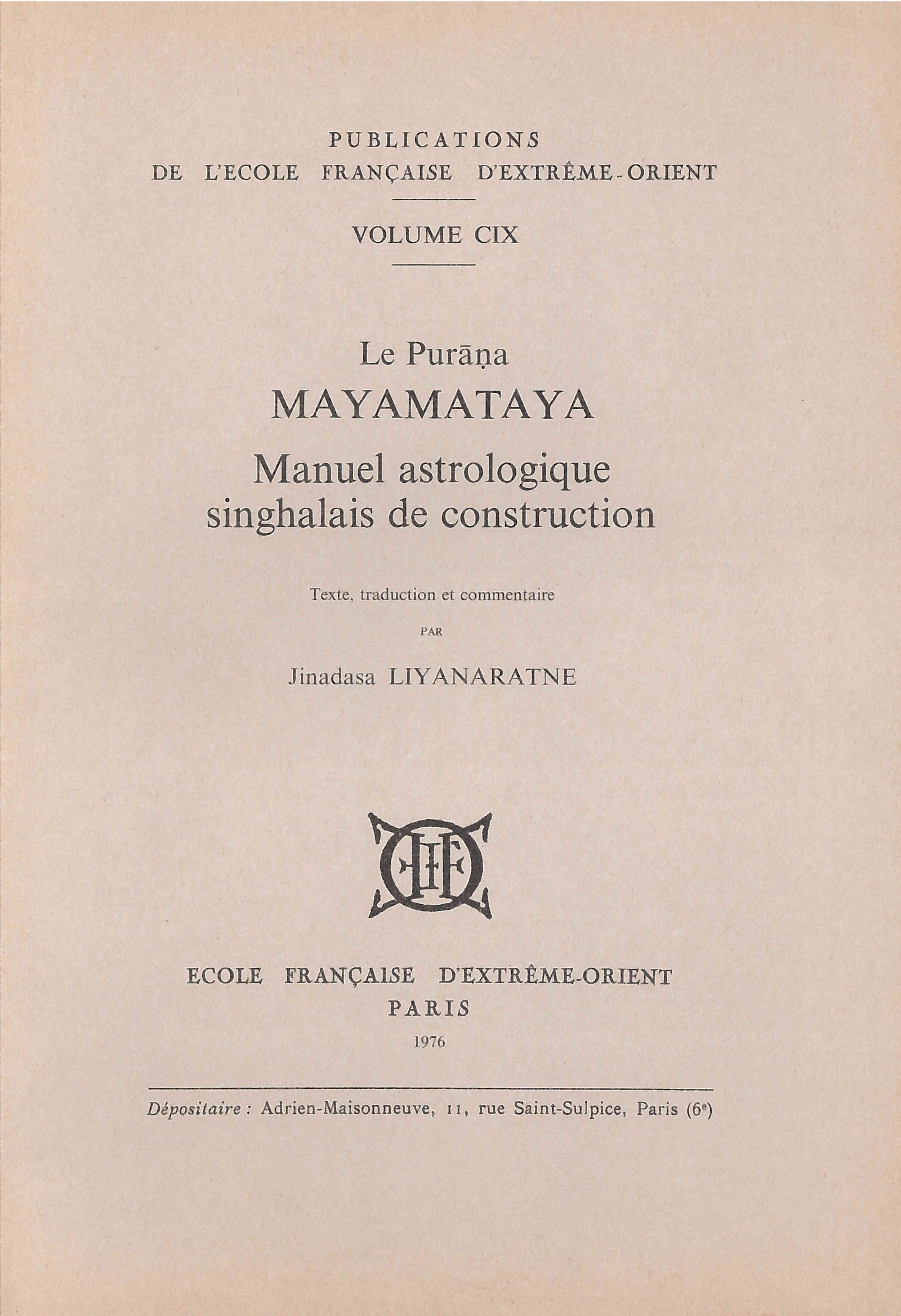 Le Purāṇa Mayamataya 