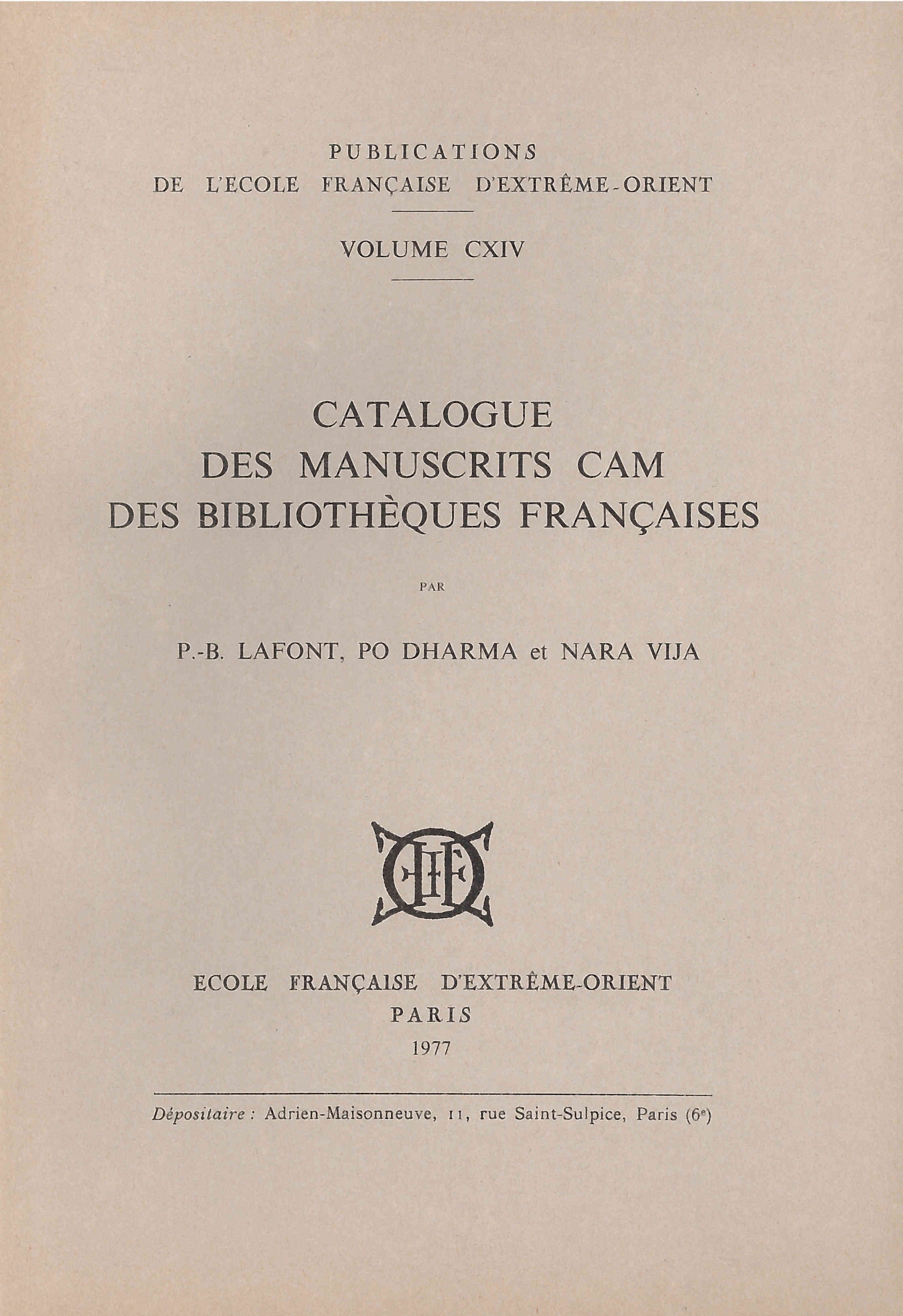 Catalogue des manuscrits Cam des bibliothèques françaises